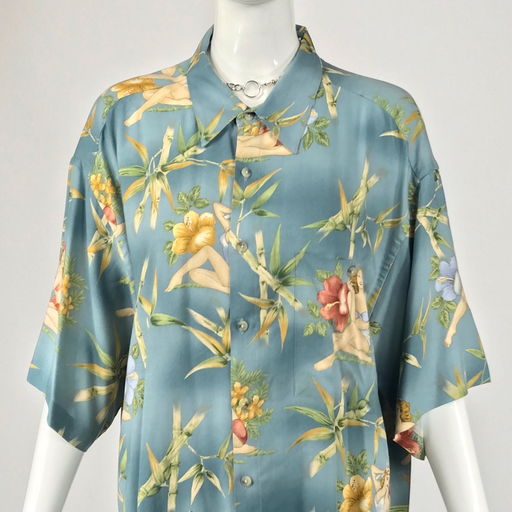 Vtg 90s 00s Unisex 50s pinup button up dad shirt